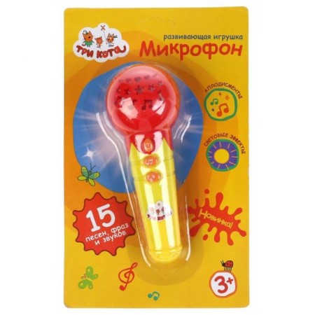 Musical microphone "Three cats", 15 songs, phrases, sounds, applause, light