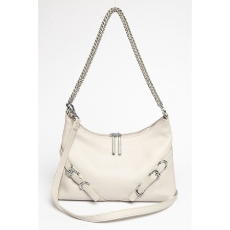Bag Cross-Body Women's, genuine leather, Ludor beige, 26x5x17 cm