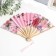 Fan bamboo, textile h = 21 cm bend, with a brush "flowers" in a box, pink