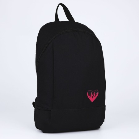 School textile “heart”, 46x30x10 cm, vertical pocket, black color-2