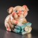 Piggy bank "Pig on money" mix 11cm