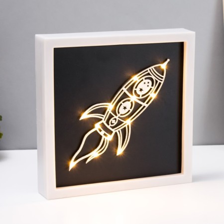 Light picture “Rocket” LED USB from batteries 3haa white 24.5x24.5x3.5 cm Risalux