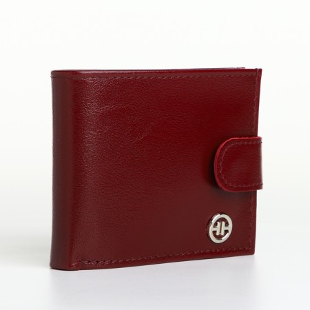 Men's purse on the button, Textura, a map for cards, coins, burgundy color