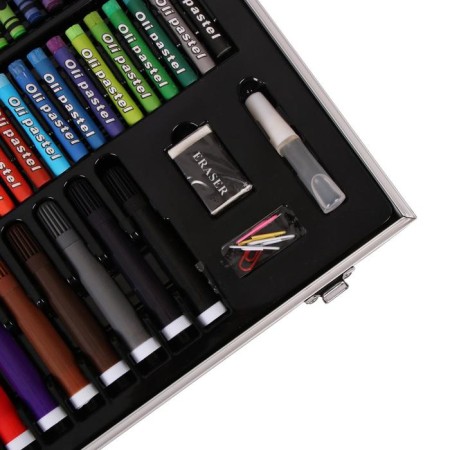 A set for drawing in a wooden box, covered with PVC, large-6