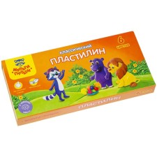 Plasticine 6 colors 120 g, multi-bullets 