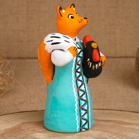 Souvenir "Fox with a rooster", 8 × 7 × 14 cm, Kargopol toy, mix-1