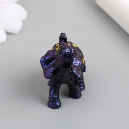 Polystone souvenir "Blue-violet elephant with a blanket and gold" 4x2x4 cm-3