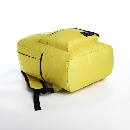 A backpack with a zipper, an outer pocket, 2 side pockets, yellow color-4