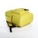 A backpack with a zipper, an outer pocket, 2 side pockets, yellow color