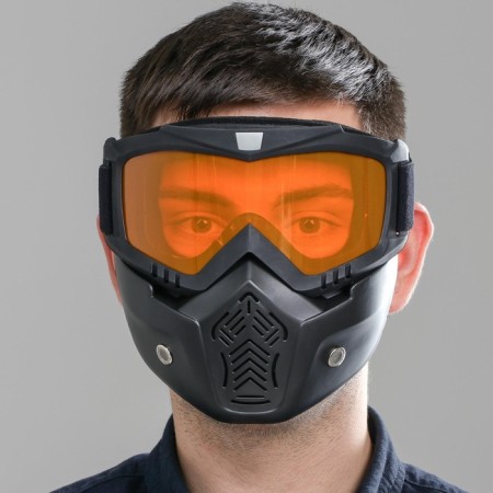 Mask glasses for motor vehicles, collapsible, orange glass, black color black-5