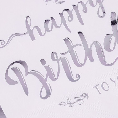 Paper napkins "Happy birthday", 33 × 33 cm, set 12 pieces, silver color-1