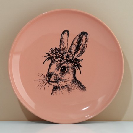 Ceramic plate "Bunny", 25.5 cm, copper color-1