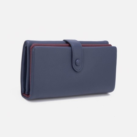 Women's wallet on the button, blue color