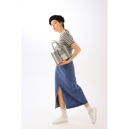 Bag-tout on lightning, beige/blue color-3