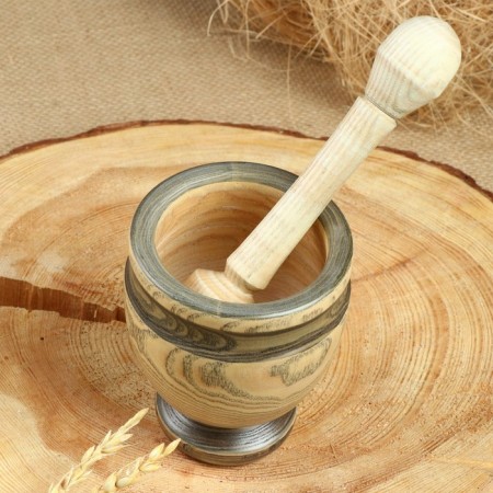 Set: a mortar with a pestle, ash, 13 cm, mix-15