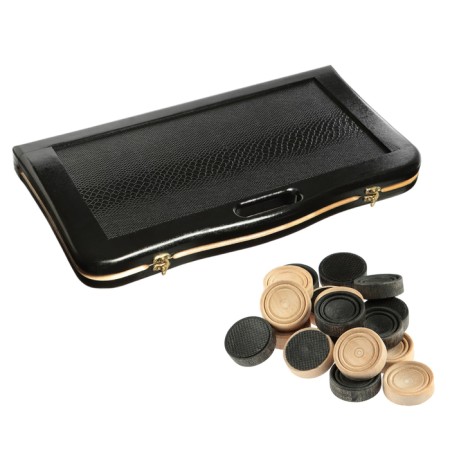 Backgammon wooden skin with a handle large 55 x 55 cm, black, board game-2