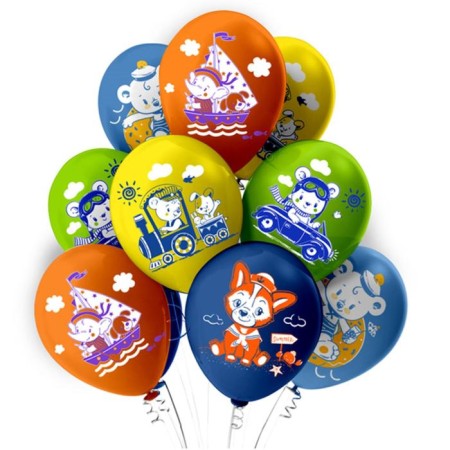 Latex ball 12 “Balls for the boy!”, Silkography, 1-sided, 5 designs, set 100 pcs., Mix-1