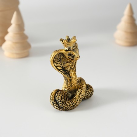 Polystone souvenir "Cobra in the crown" Black-gold 5x5.8 cm-2