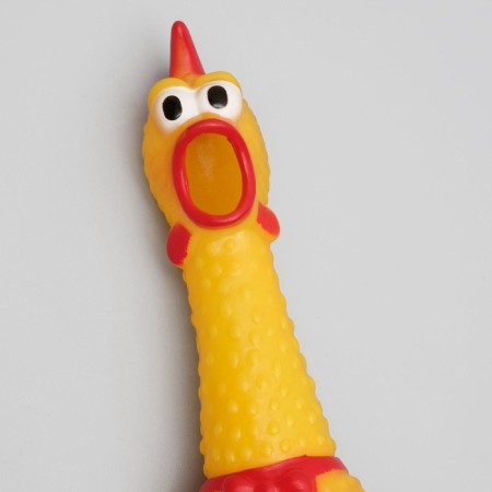 Toy squeezing "thoughtful chicken" for dogs, 28 cm, yellow-2