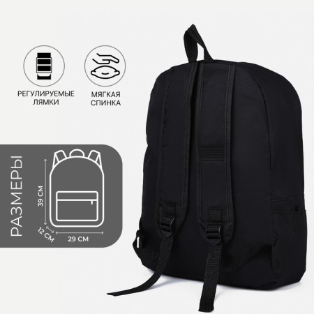 Young backpack from textiles on lightning, 3 pockets, black color-1