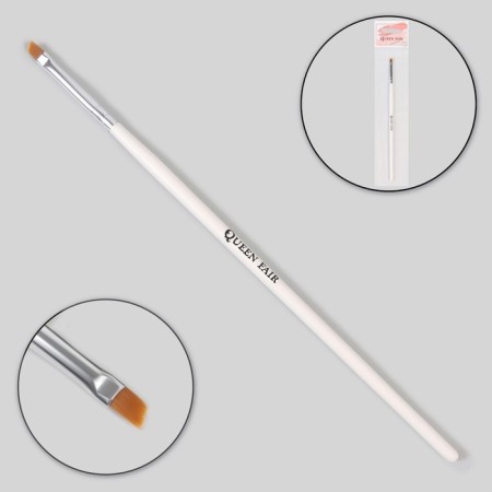 Brush for extensing and design of nails, beveled, flat, 17.5 cm, D - 5 × 6 mm, white color-1