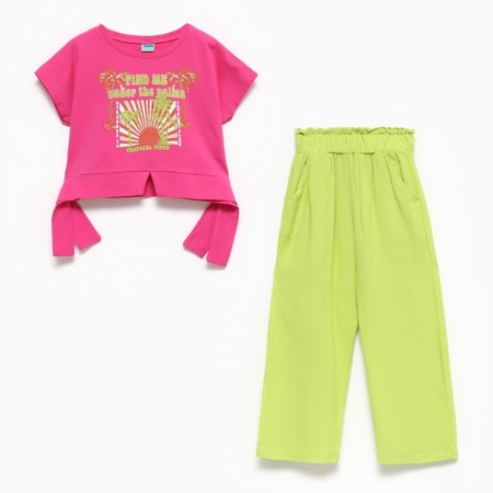 Kit for girls, fuchsia/light green, height 116 cm