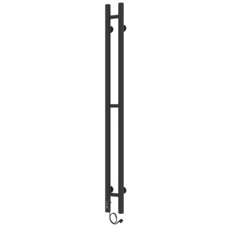 Electric heated towel rail Laris Prime Chekch, 80x1200 mm, 2 crossbars, left, black-7