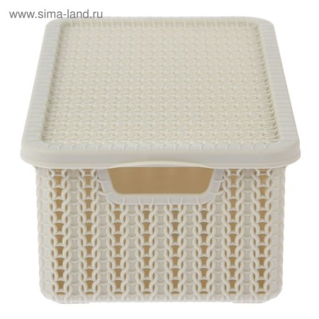 Storage basket with a “knitting” lid, 3 l, 26.5 × 15 × 10 cm, white color-7