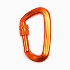 Carabiner with a clutch, 8 x 4.5 cm, 26 kn, orange