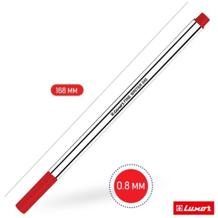 Capillary pen Luxor Fine Writer 045, node 0.8 mm, red ink, black and white housing-1