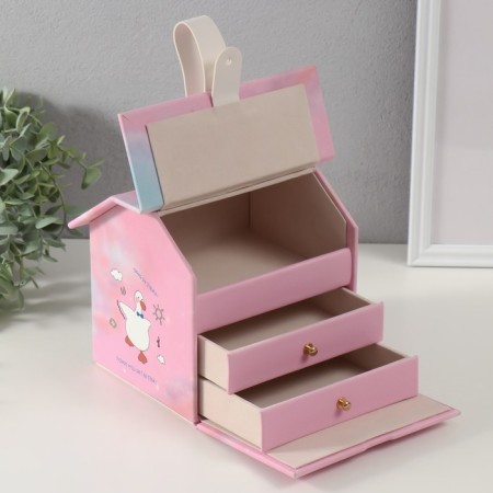 Casket to the leatherette for decorations house "Diplon" pink 16.5x19x16.5 cm-3