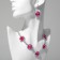 Set 2 objects: earrings, necklace "elites" circles in patterns, color pink-white in silver, 40 cm