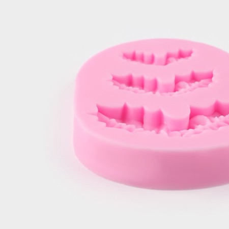 Silicone Mold Dolyana "Berries and Leaflets", 8.5 × 5.5 cm, pink color-3