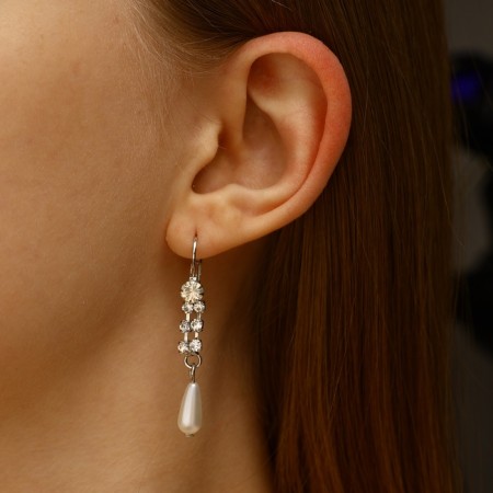 Earrings with pearls "spikelet" drop, color mix-8
