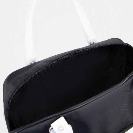 Road bag with lightning, external pocket, suitcase holder, black/white color-2