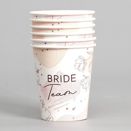 A one -time paper TEAM BRIDE glass, a set of 6 pcs, 250 ml-1