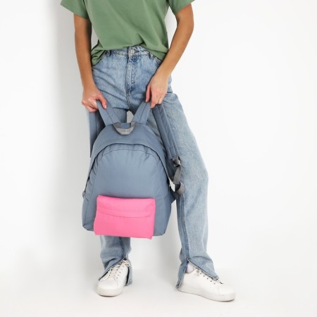 School textile school with a colored pocket, 30x39x12 cm, gray/pink color-8