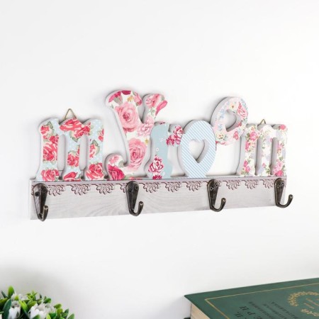Decorative wood hooks "Flower inscription" MIX 12x29.5x5 cm-1