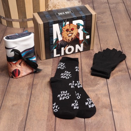Gift set "Mr.lion" blankets, socks, gloves-1