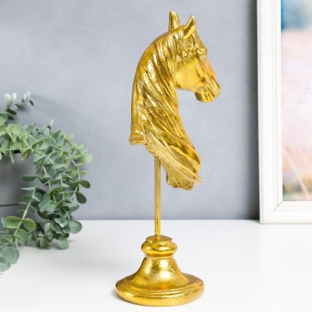 Souvenir Polystone Bust "Head of the Horse" Golden 10x11x31.5 cm-1