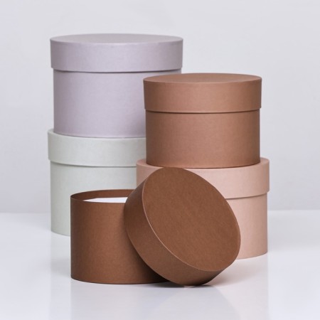 Set of round gift boxes 5 in 1 "coffee", 20 x 14 - 15 x10 cm