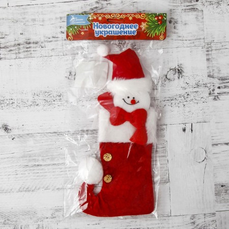A toe for gifts "Pompom" Snowman, 12x26 cm, red-1