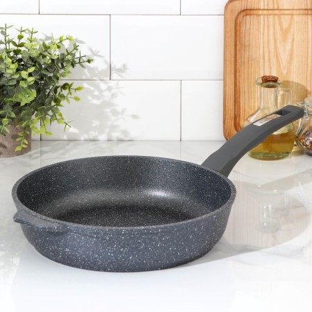 Granite pan, d = 26 cm, plastic handle, anti -stick coating, gray color