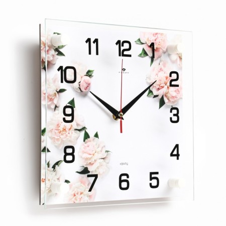 Watching clock, interior "flowers", silent, 25 x 25 cm-1