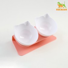 Plastic bowls on a pink stand 27.5 x 14 x 15 cm white