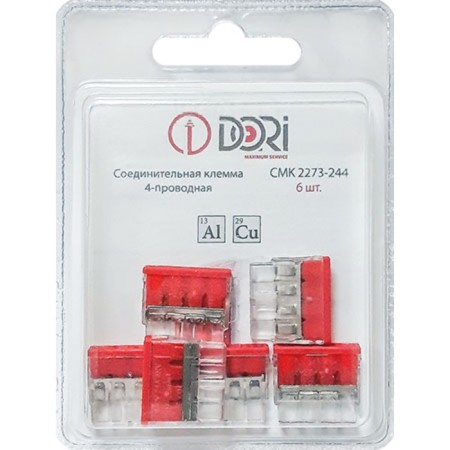 Construction and installation terminal Dori (QMS 2273-244) 4-wired with paste, 6 pcs. In the blister