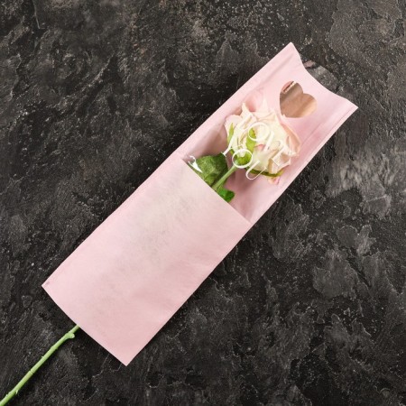 Package-cone for flowers, "love", pink, 14x40 cm