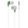 Headphones Oxion Simple EPO104, vacuum, 92 dB, 32 Ohm, 3.5 mm, 0.95 m, green