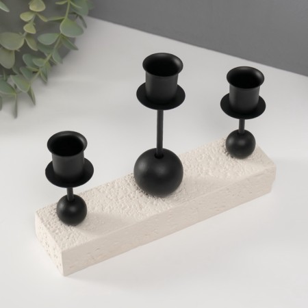 Gypsum candlestick, metal for 3 candles "three balls" d = 2.5 cm 5.5x20.4x15 cm-3