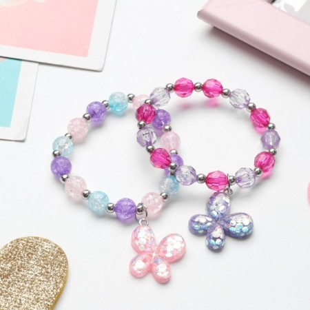 A set of children's bracelets "Chosenka" 2 pcs., Butterflies, colored in silver